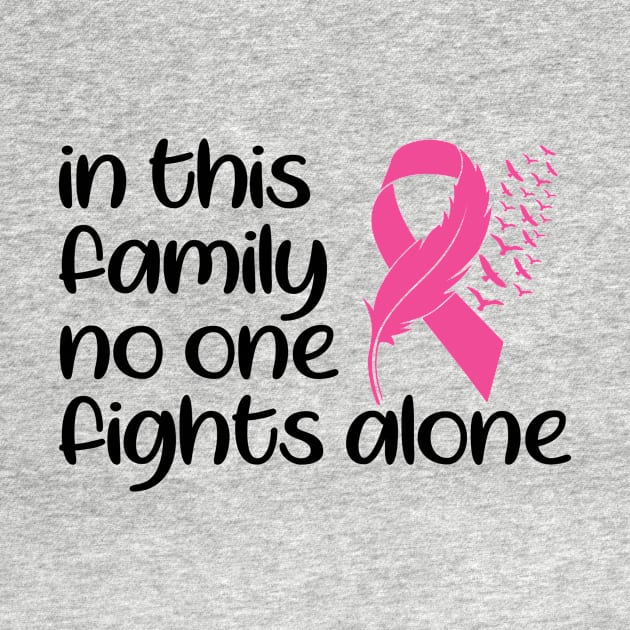 In This Family Nobody Fights Alone Breast Cancer Awareness Pink Cancer Ribbon Support by Color Me Happy 123